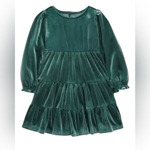 Dark Green Girls velvet Tiered Dress Old Navy Kids Dress 4T